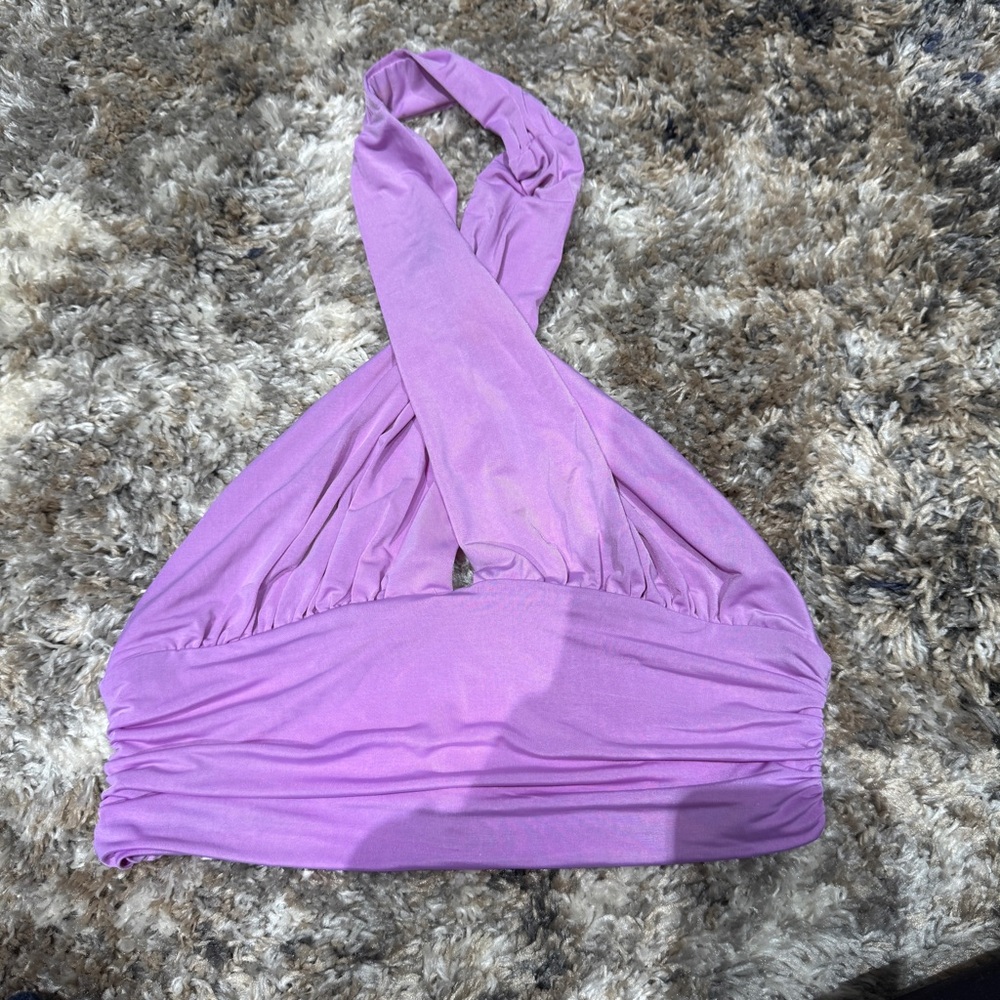 Purple H&M cropped halter top